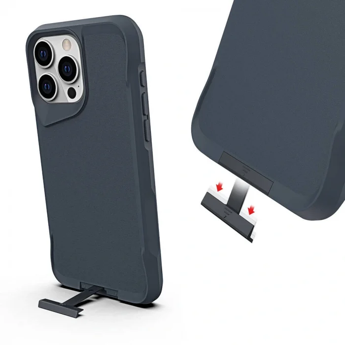 iPhone 15 Pro Max Kılıf Airbag Kenarlı T-Max Mat Standlı Kapak