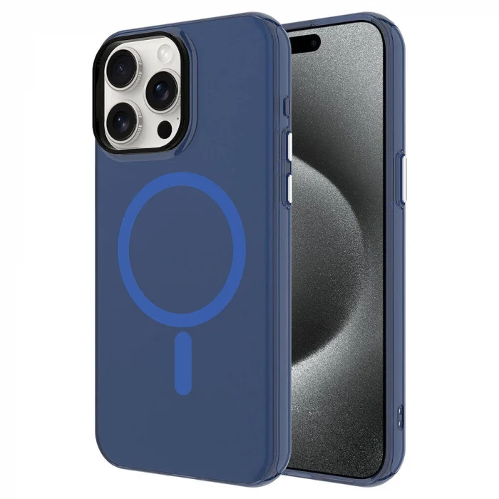 iPhone 15 Pro Max Kılıf M-safe Şarj Özellikli Buzlu Transparan C-Pro Sert Kapak