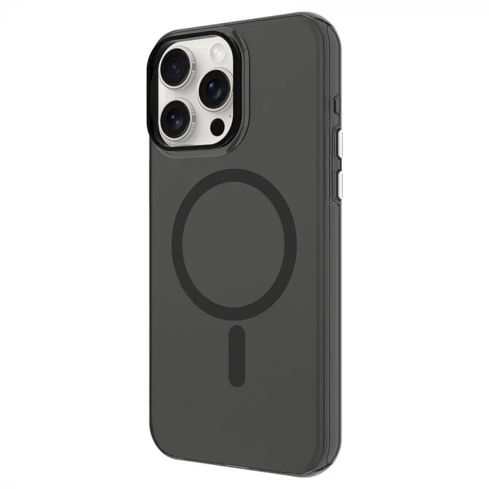iPhone 15 Pro Max Kılıf M-safe Şarj Özellikli Buzlu Transparan C-Pro Sert Kapak