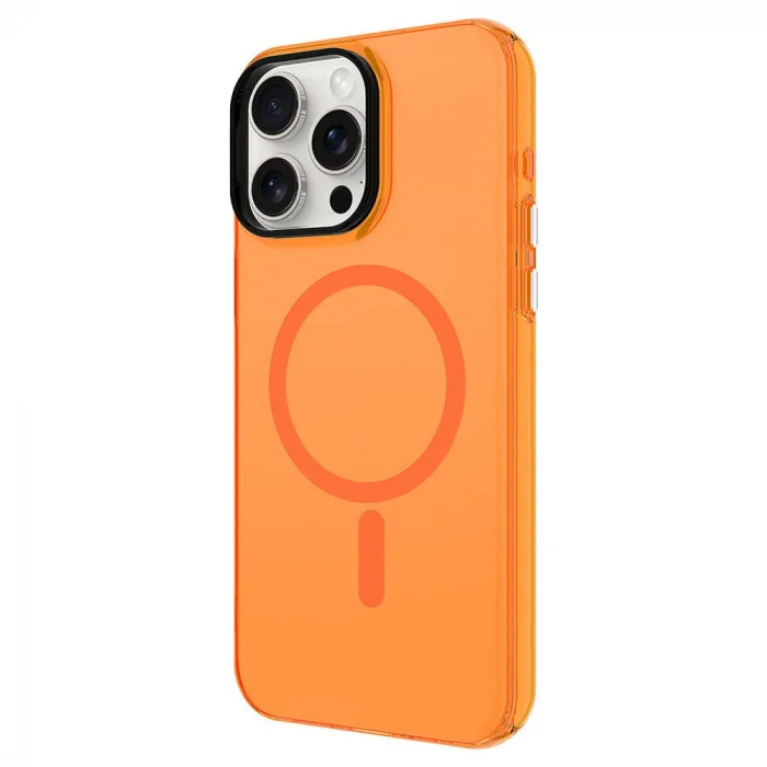 iPhone 15 Pro Max Kılıf M-safe Şarj Özellikli Buzlu Transparan C-Pro Sert Kapak