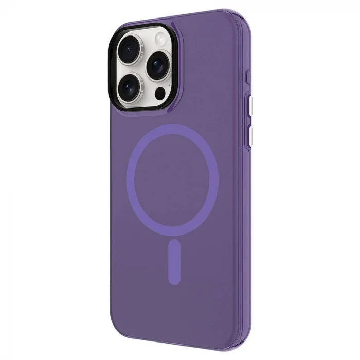 iPhone 15 Pro Max Kılıf M-safe Şarj Özellikli Buzlu Transparan C-Pro Sert Kapak