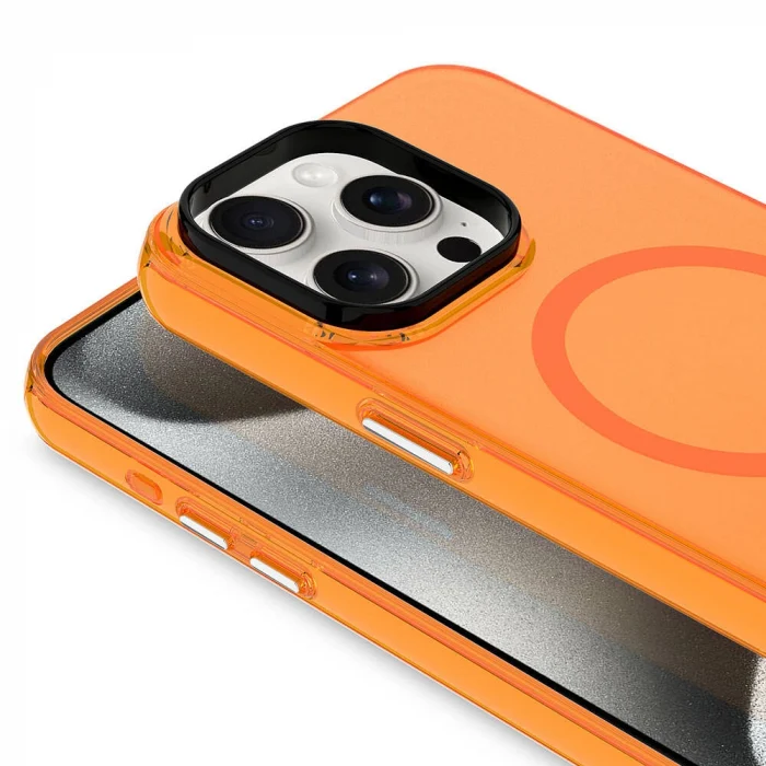 iPhone 15 Pro Max Kılıf M-safe Şarj Özellikli Buzlu Transparan C-Pro Sert Kapak