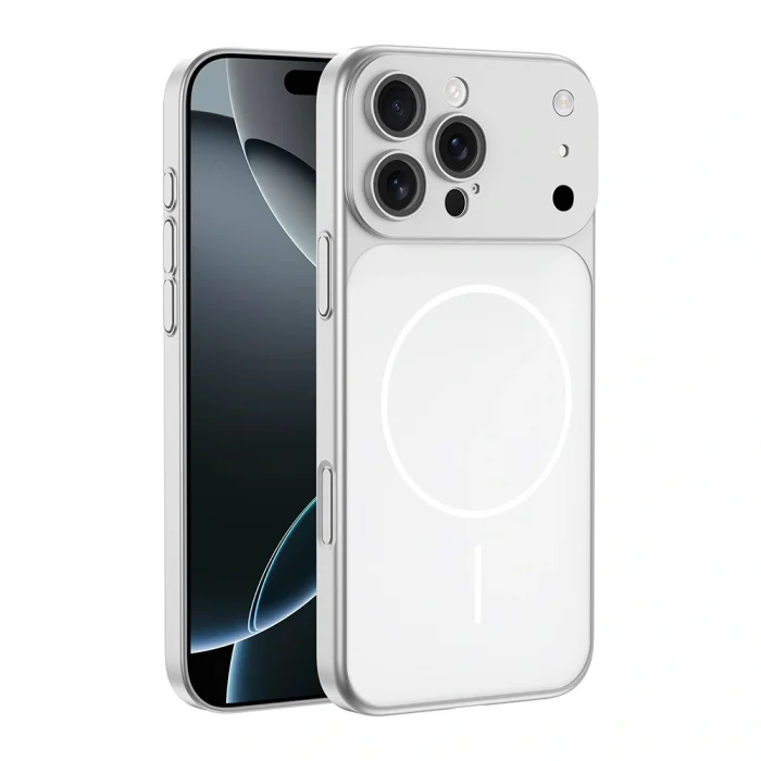 Apple iPhone 15 Pro Max Kılıf Zore M-Safe Şarj Özellikli Kamera Korumalı Spark Kapak