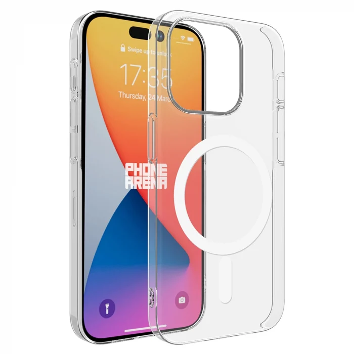 iPhone 15 Pro Max Kılıf M-safe Şarj Özellikli Şeffaf Tek Kamera Çerçeveli Porto Kapak