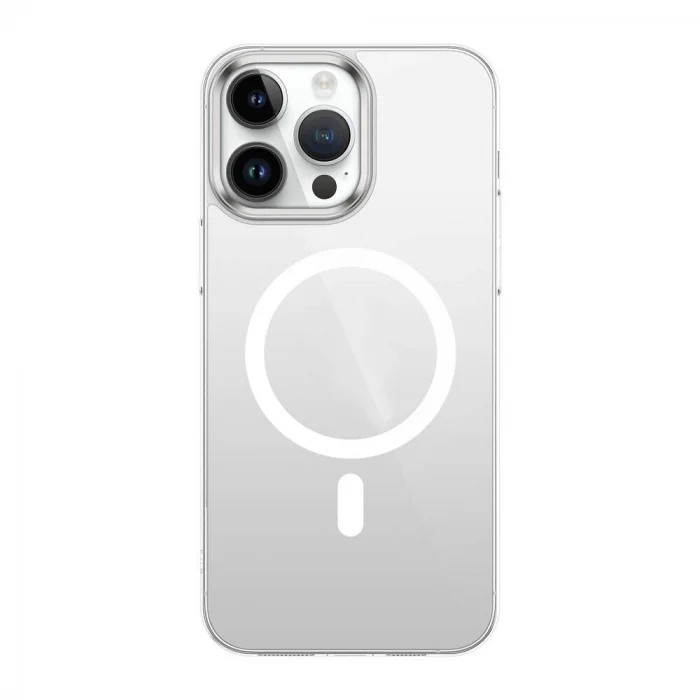 iPhone 15 Pro Max Kılıf Wireless Şarj Özellikli Şeffaf G-Glass Kapak