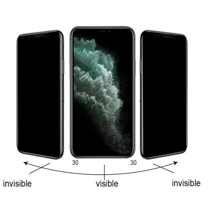 iPhone 15 Pro Max Kolay Uygulama Aparatlı 5D Magic Privacy Glass Hayalet Cam Ekran