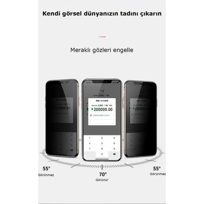 iPhone 15 Pro Max Kor Privacy Cam Ekran Koruyucu