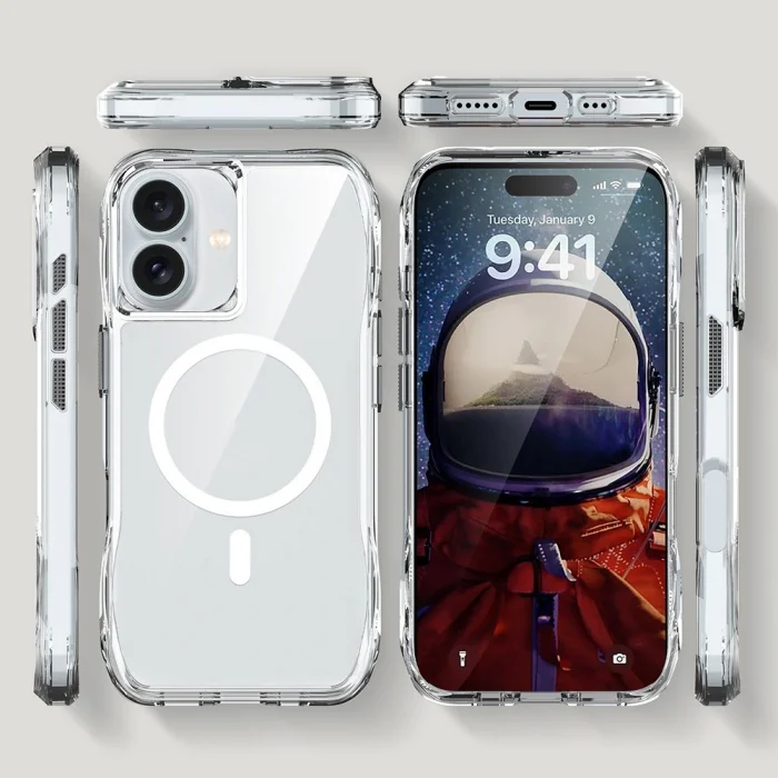 iPhone 16 Kılıf M-safe Şarj Özellikli Airbagli Şeffaf İncek Kapak