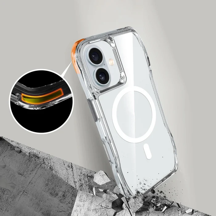 iPhone 16 Kılıf M-safe Şarj Özellikli Airbagli Şeffaf İncek Kapak