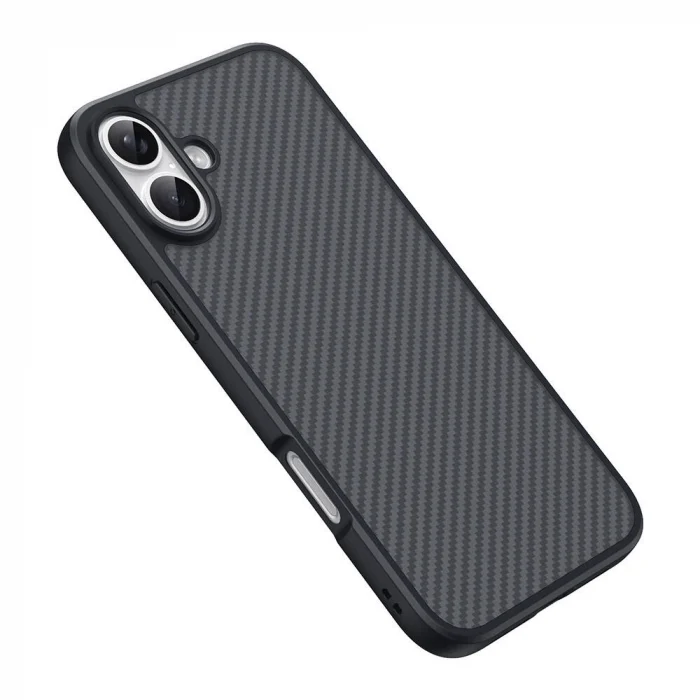 iPhone 16 Kılıf M-safe Şarj Özellikli Karbon Fiber Tasarımlı Elnino Kapak