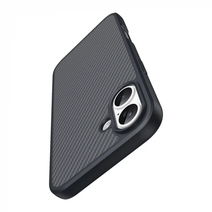 iPhone 16 Kılıf M-safe Şarj Özellikli Karbon Fiber Tasarımlı Elnino Kapak