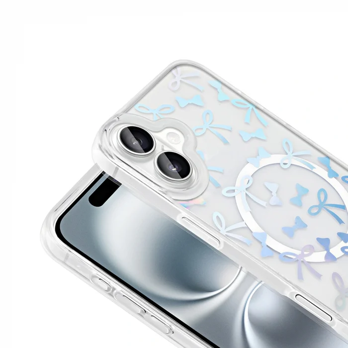 iPhone 16 Kılıf M-Safe Şarj Özellikli Şeffaf Folk Sert Kapak