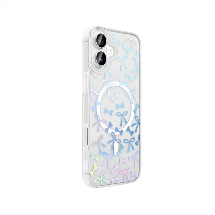 iPhone 16 Kılıf M-Safe Şarj Özellikli Şeffaf Folk Sert Kapak