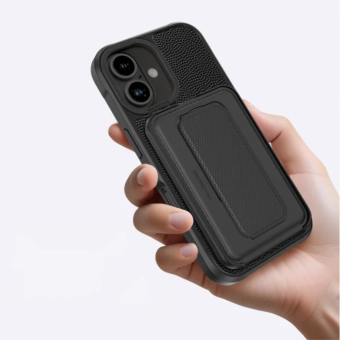 Apple iPhone 16 Kılıf M-safe Şarj Özellikli Standlı Kartlıklı Set Amazingthing Glamour Luxe Serisi Kapak