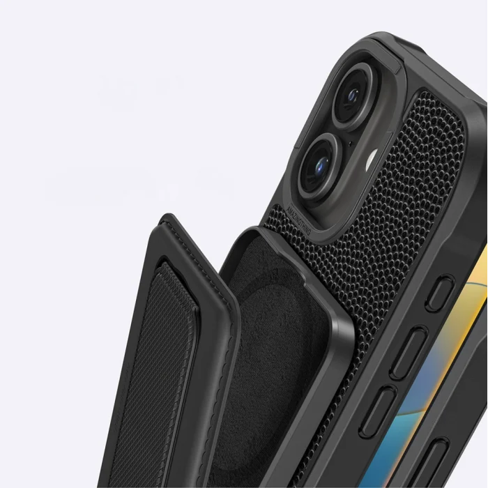 iPhone 16 Kılıf M-safe Şarj Özellikli Standlı Kartlıklı Set Amazingthing Glamour Luxe Serisi Kapak