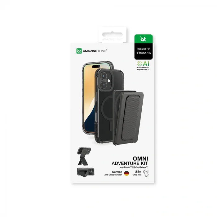 Apple iPhone 16 Kılıf M-safe Şarj Özellikli Standlı Set Amazingthing Omni Adventure Serisi Kapak