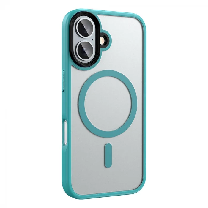 iPhone 16 Kılıf Mat Arka Yüzey Wireless Şarj Özellikli Flet M-safe Kapak