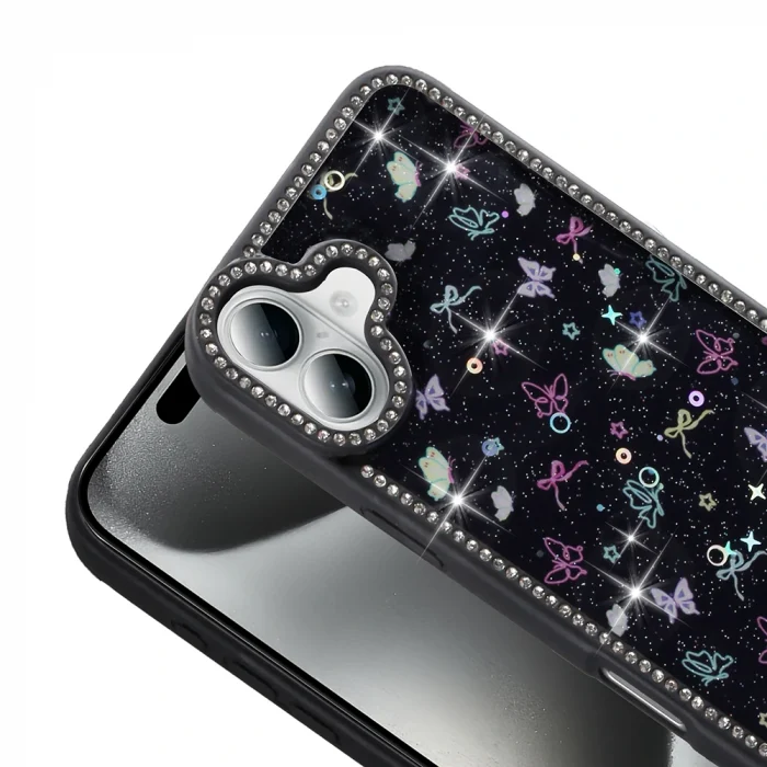 iPhone 16 Kılıf Taşlı ve Simli Tasarım Azra Kapak