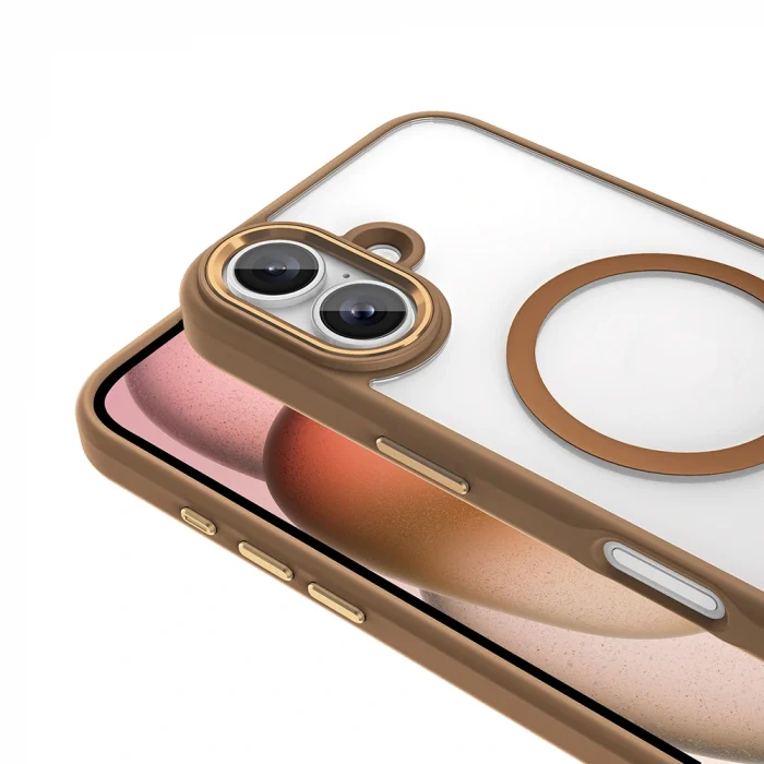 iPhone 16 Kılıf Wireless Şarj Özellikli Krom M-safe Silikon Kapak