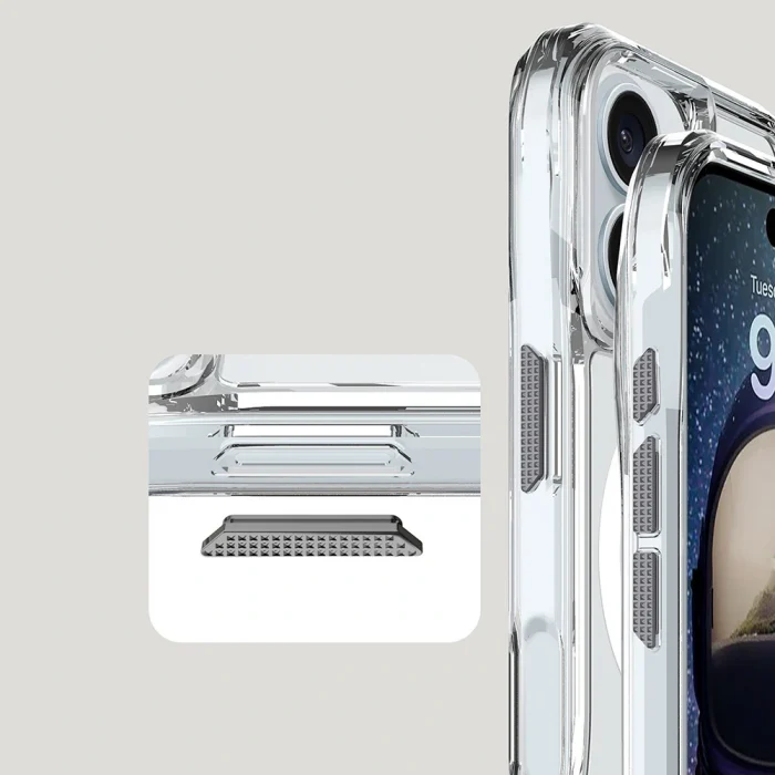 iPhone 16 Plus Kılıf M-safe Şarj Özellikli Airbagli Şeffaf İncek Kapak