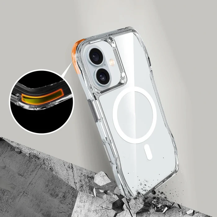 iPhone 16 Plus Kılıf M-safe Şarj Özellikli Airbagli Şeffaf İncek Kapak