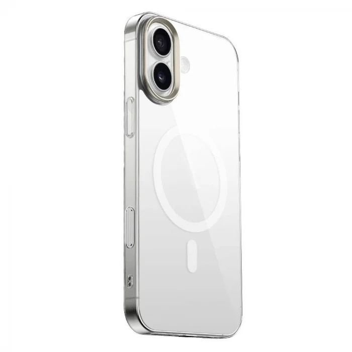 iPhone 16 Plus Kılıf M-safe Şarj Özellikli Şeffaf Cam Arka Yüzey G-Glass Kapak