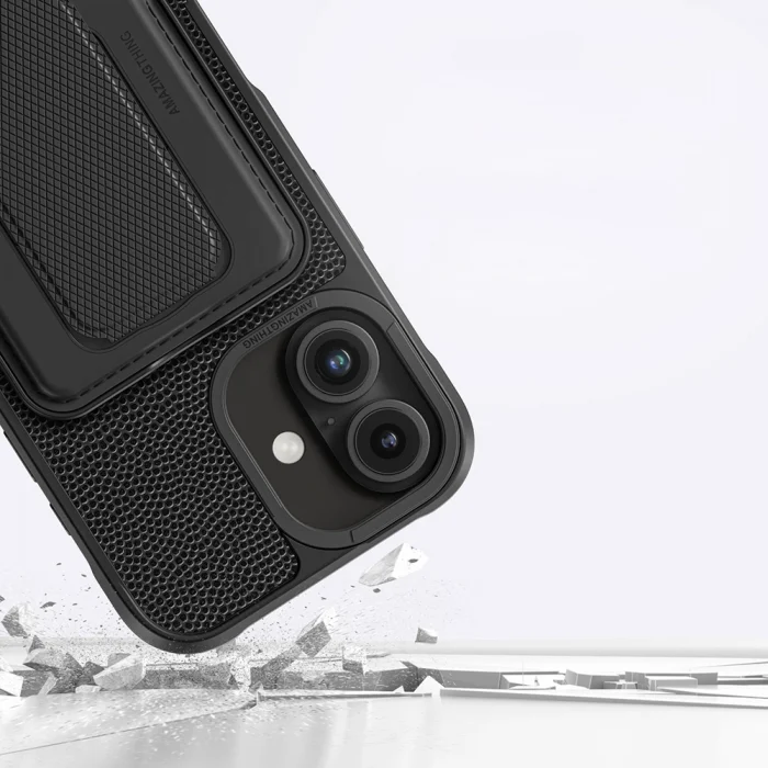 iPhone 16 Plus Kılıf M-safe Şarj Özellikli Standlı Kartlıklı Set Amazinghing Glamour Luxe Serisi Kapak