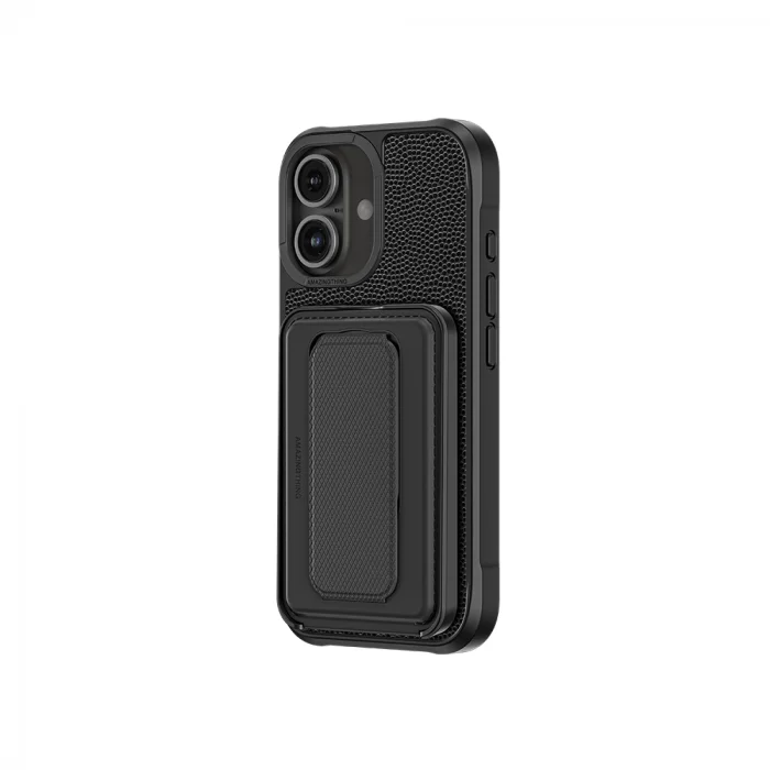 iPhone 16 Plus Kılıf M-safe Şarj Özellikli Standlı Kartlıklı Set Amazinghing Glamour Luxe Serisi Kapak