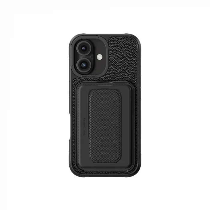 iPhone 16 Plus Kılıf M-safe Şarj Özellikli Standlı Kartlıklı Set Amazinghing Glamour Luxe Serisi Kapak