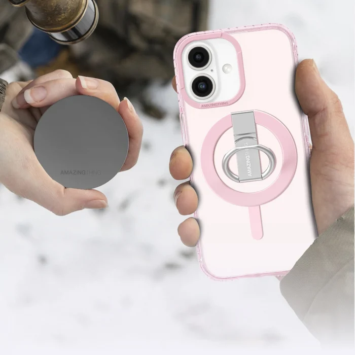 iPhone 16 Plus Kılıf M-safe Şarj Özellikli Yüzük Standlı Amazingthing Titan Pro Serisi Kapak