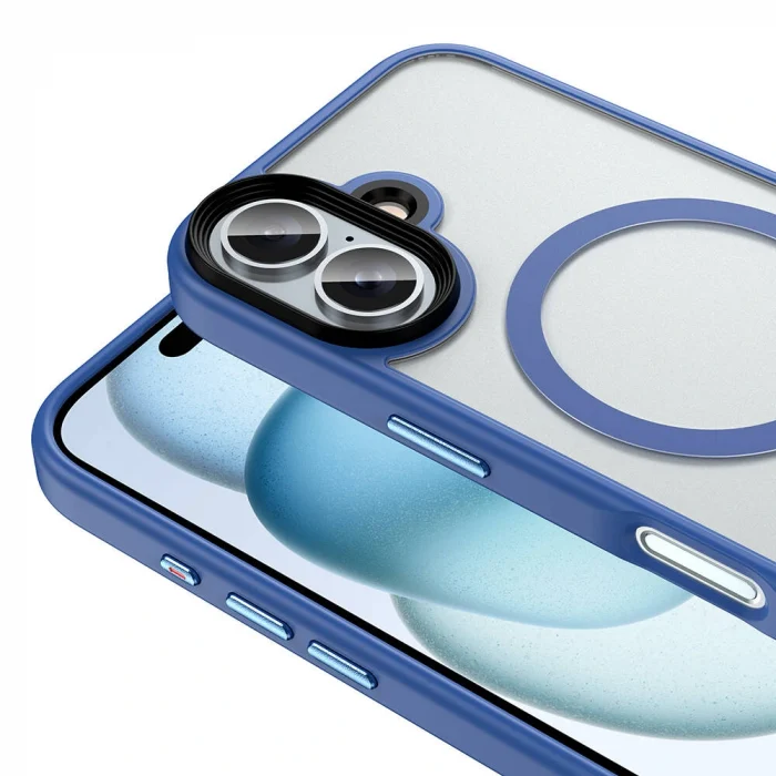 iPhone 16 Plus Kılıf Mat Arka Yüzey Wireless Şarj Özellikli Flet M-safe Kapak