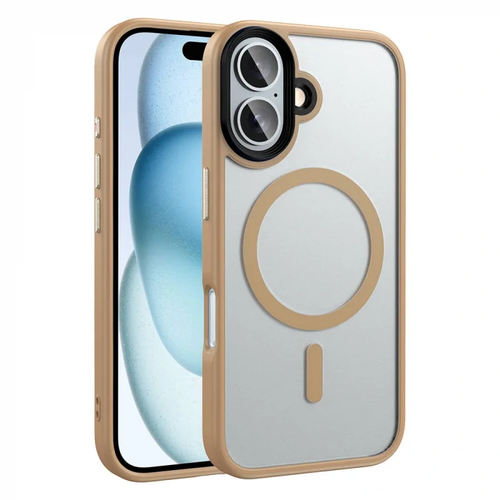 iPhone 16 Plus Kılıf Mat Arka Yüzey Wireless Şarj Özellikli Flet M-safe Kapak