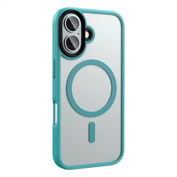 iPhone 16 Plus Kılıf Mat Arka Yüzey Wireless Şarj Özellikli Flet M-safe Kapak