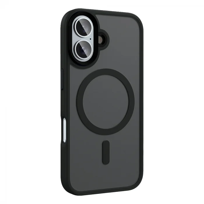 iPhone 16 Plus Kılıf Mat Arka Yüzey Wireless Şarj Özellikli Flet M-safe Kapak