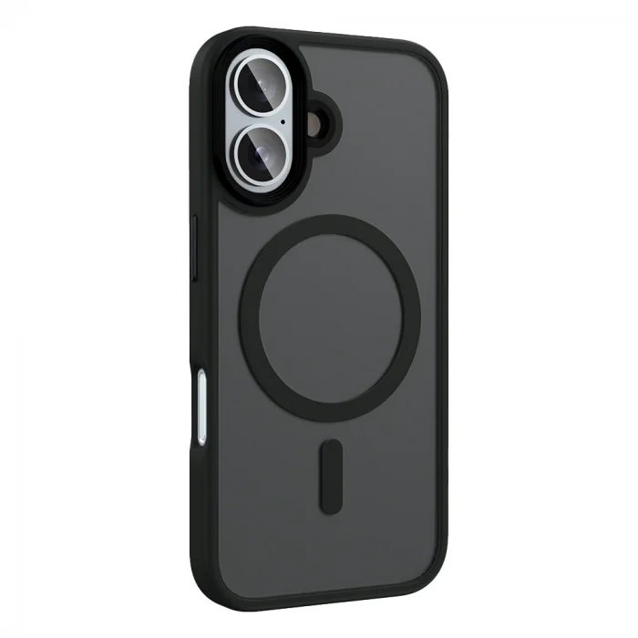 iPhone 16 Plus Kılıf Mat Arka Yüzey Wireless Şarj Özellikli Flet M-safe Kapak