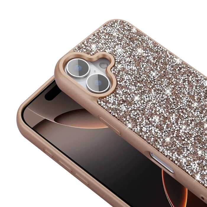 iPhone 16 Plus Kılıf Parlak Taşlı Tasarım Pırlanta Kapak