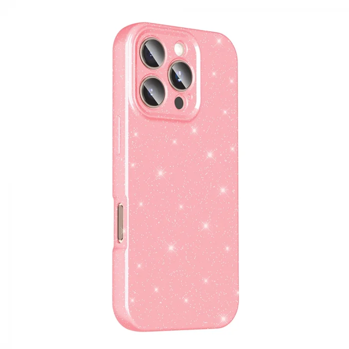 iPhone 16 Pro Kılıf Kamera Korumalı Simli Lüks Koton Kapak