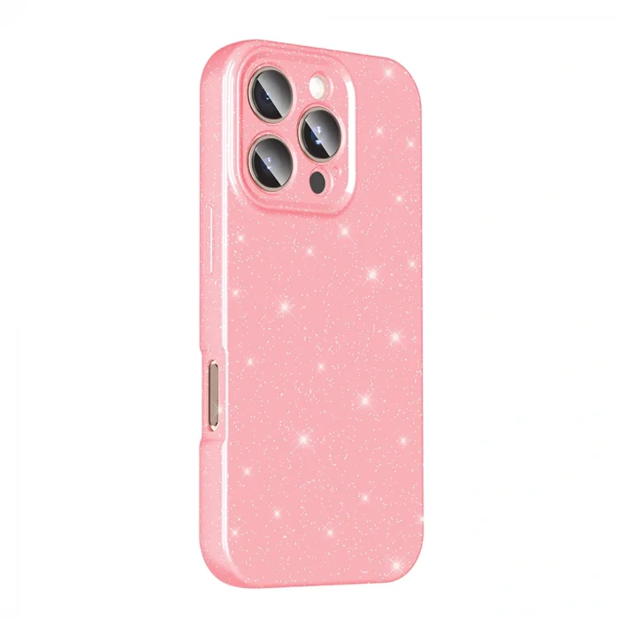 iPhone 16 Pro Kılıf Kamera Korumalı Simli Lüks Koton Kapak