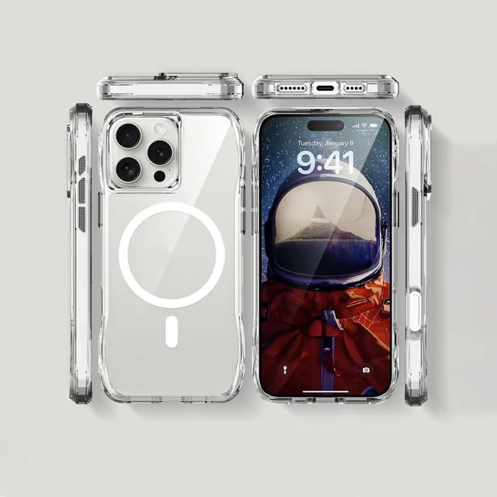 iPhone 16 Pro Kılıf M-safe Şarj Özellikli Airbagli Şeffaf İncek Kapak