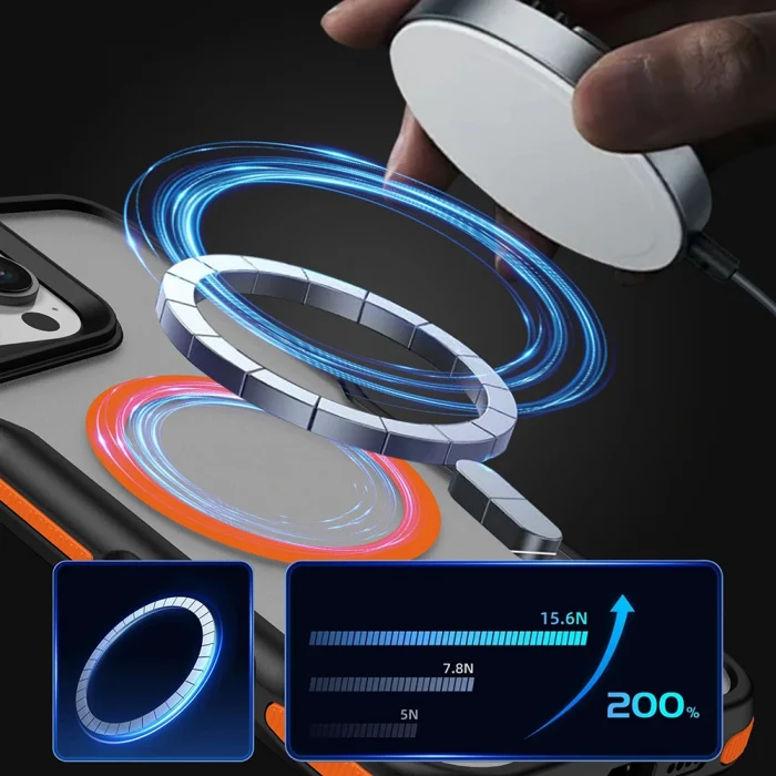 iPhone 16 Pro Kılıf M-safe Şarj Özellikli Renkli Kenar Airbag Şeritli Lamer Kapak