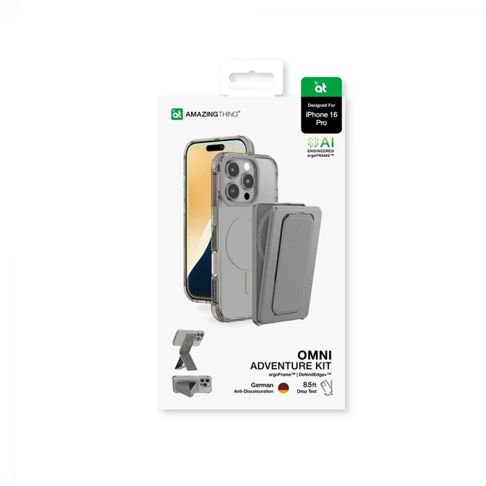 iPhone 16 Pro Kılıf M-safe Şarj Özellikli Standlı Set Amazingthing Omni Adventure Serisi Kapak