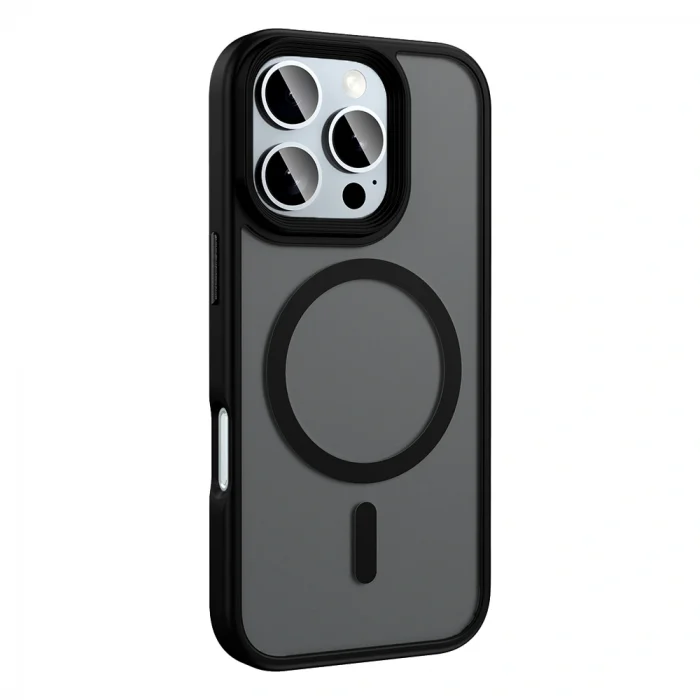 iPhone 16 Pro Kılıf Mat Arka Yüzey Wireless Şarj Özellikli Flet M-safe Kapak