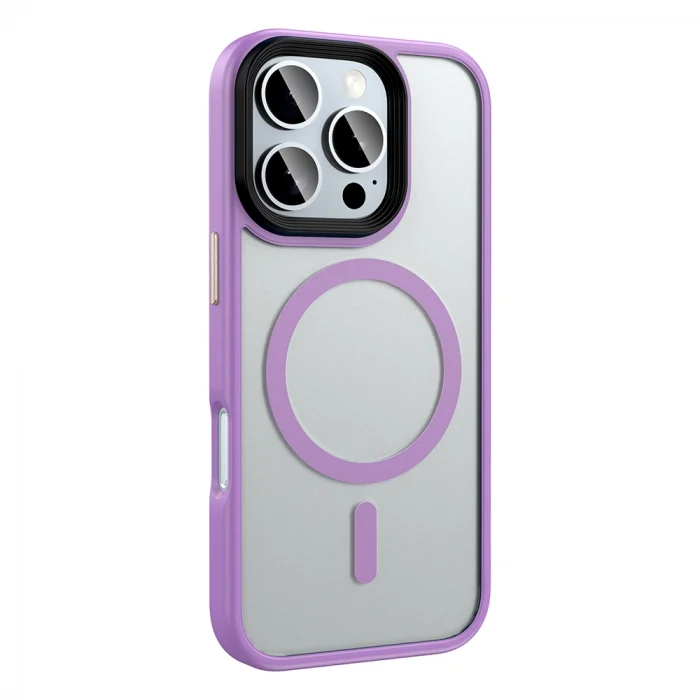 iPhone 16 Pro Kılıf Mat Arka Yüzey Wireless Şarj Özellikli Flet M-safe Kapak