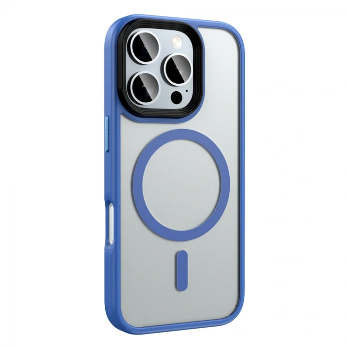 iPhone 16 Pro Kılıf Mat Arka Yüzey Wireless Şarj Özellikli Flet M-safe Kapak