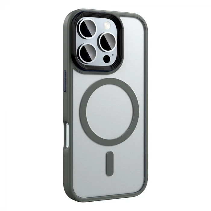 iPhone 16 Pro Kılıf Mat Arka Yüzey Wireless Şarj Özellikli Flet M-safe Kapak