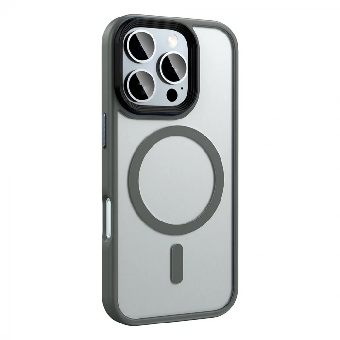 iPhone 16 Pro Kılıf Mat Arka Yüzey Wireless Şarj Özellikli Flet M-safe Kapak