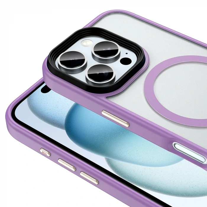 iPhone 16 Pro Kılıf Mat Arka Yüzey Wireless Şarj Özellikli Flet M-safe Kapak