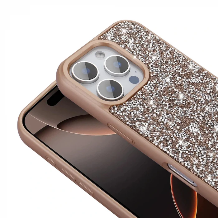 iPhone 16 Pro Kılıf Parlak Taşlı Tasarım Pırlanta Kapak
