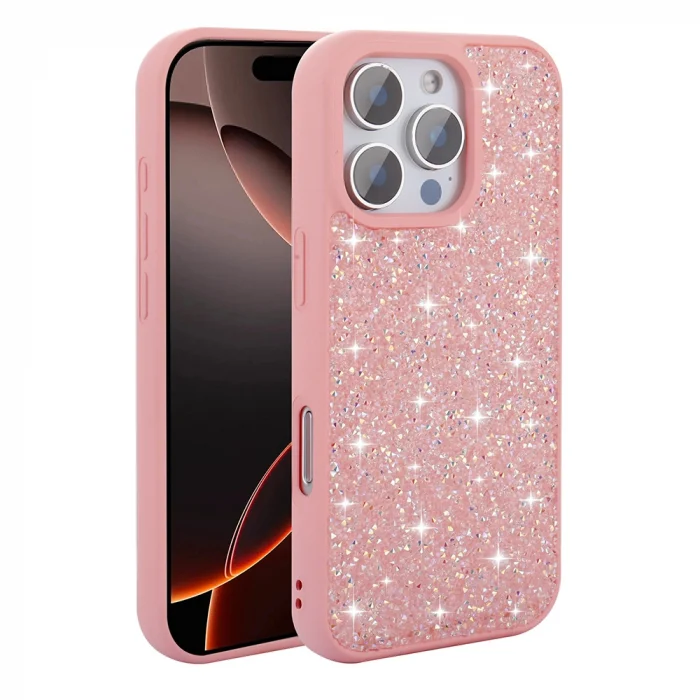 iPhone 16 Pro Kılıf Parlak Taşlı Tasarım Pırlanta Kapak