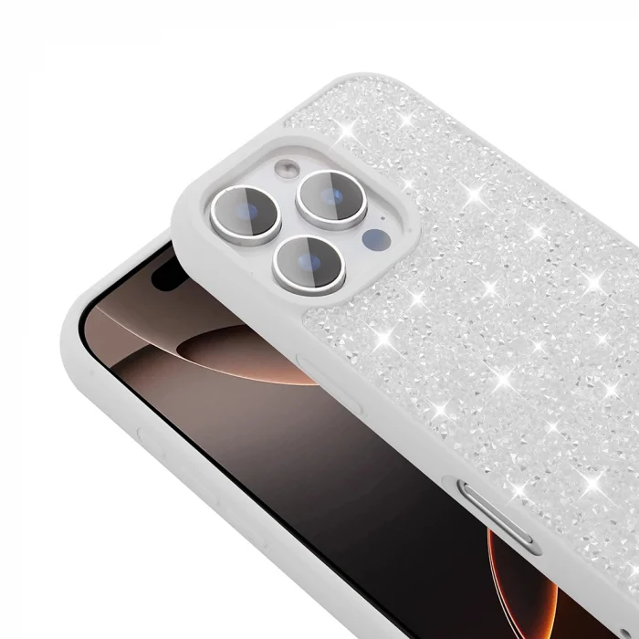 iPhone 16 Pro Kılıf Parlak Taşlı Tasarım Pırlanta Kapak